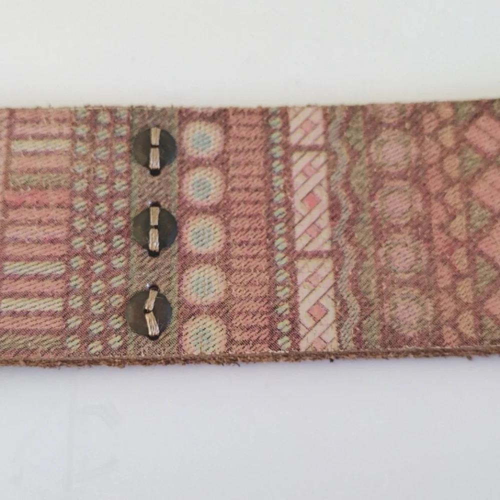 Fossil pastel print leather accented belt M